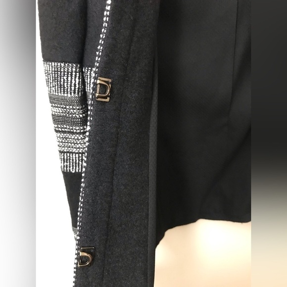 L'AGENCE Womens Wool Blend Black Boucle Striped Fitted Blazer Jacket Size 4 - Picture 10 of 15